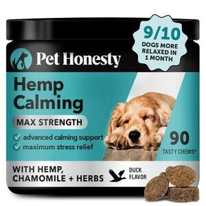 PET HONESTY Hemp Anxiety Calming Chews Ashwaganda L-Theanine Duck Flavor 90 Ct